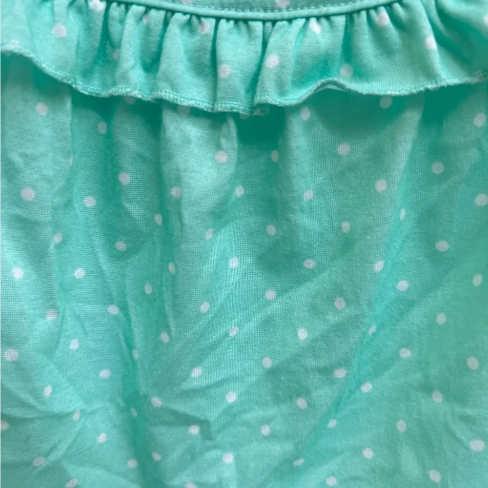 Carter’s 2T Girls Green & White Polka Dot Long Sleeve Pajama Top